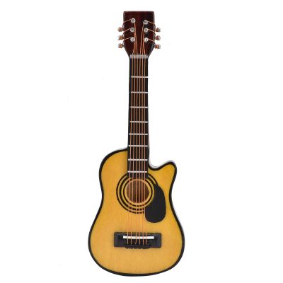 Zerodis 1/12 Scale Dollhouse Miniature Guitar Mini Musical Instrument Wooden Model Replica Festival Decoration Dollhouse Accessories(Ballad Guitar)