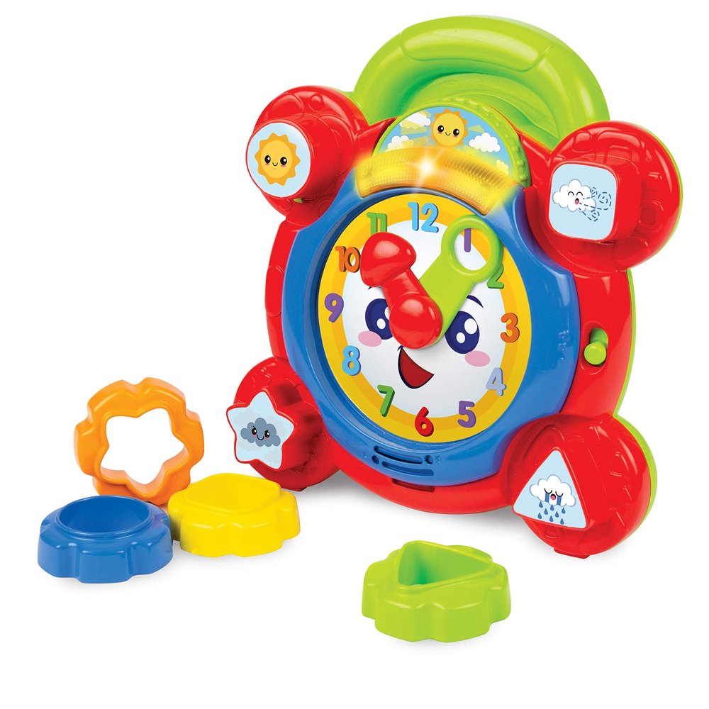 winfun Time for Fun Learning Clock | A Fun Interactive Way to Learn to Read The Time | Movable Hands and Sound Effects | Suitable for Boys and Girls Aged 3 Months and Up, Multicolor, 000675