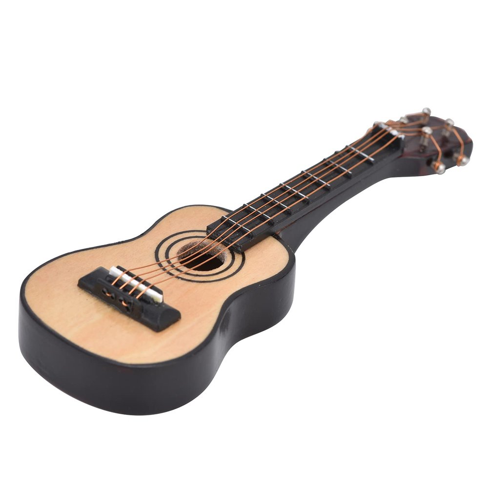 Zerodis 1/12 Scale Dollhouse Miniature Guitar Mini Musical Instrument Wooden Model Replica Festival Decoration Dollhouse Accessories(Classical Guitar)