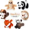 6 Pcs Mini Woodland Stuffed Animal Bulk 4 Inch Small Cute Forest Safari Plush Toys Gifts Panda Raccoon Sloth Big Tail Squirrel Fox Hedgehog for Kids Baby Shower Birthday Party Favors Classroom Prizes view 1