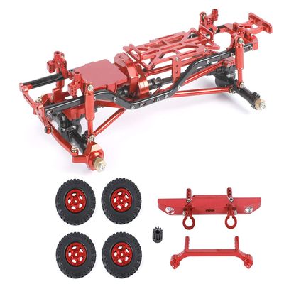 RZXYLRC Metal RC Frame Chassis Assembled Frame Chassis for 1/24 RC Crawler SCX24 Deadbolt AXI90081 Upgrades (with Wheels) (Red)