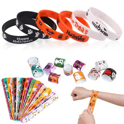 CCINEE Slap Bracelets Rubber Wristbands Assorted Bands for Kids Halloween Party Gift Bag Filler Supplies