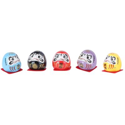 ABOOFAN 5pcs Mini Daruma Japanese Ochoko Daruma Ceramics Daruma Fortune Doll Miniature Daruma Doll Statue for Table Desktop Car Interior Decor