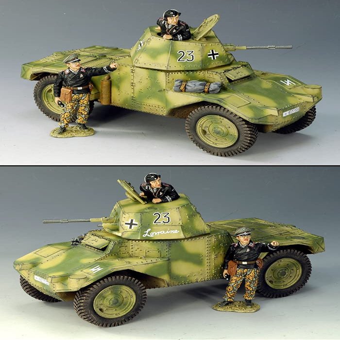King & Country Toy Soldiers WW2 German Army WS125 Panhard Armored Car Set 1:30 Scale Mixed Media