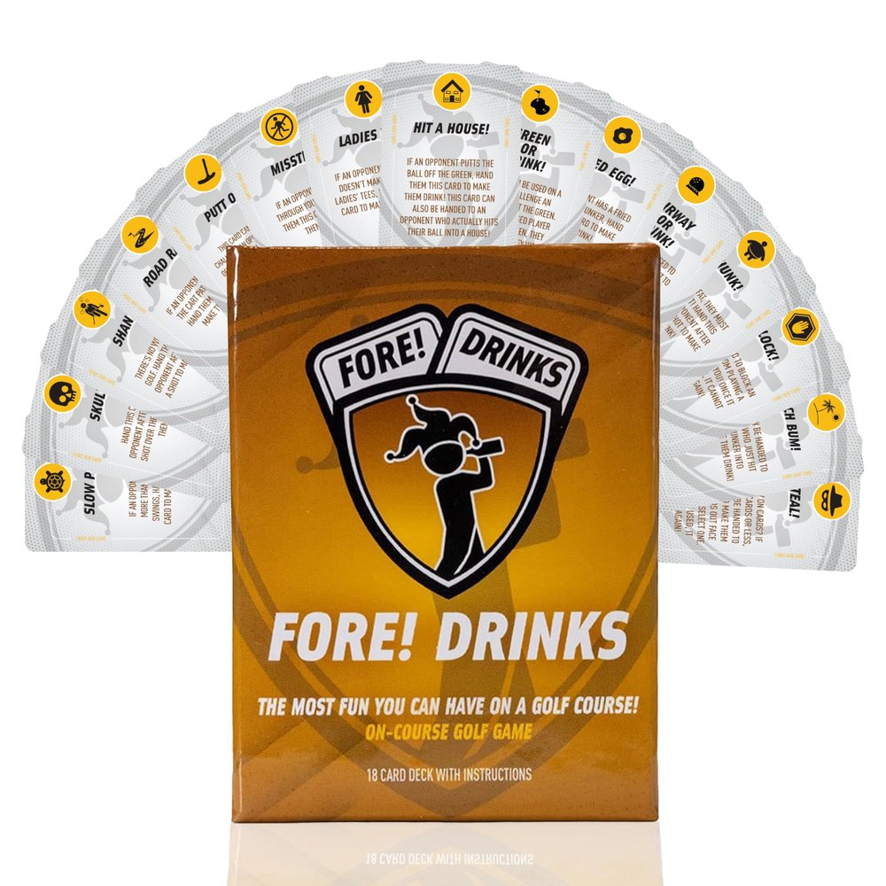 Fore! Drinks On Course Golf Game Fun Playing Cards Golf Card Games for Parties 52 Card Deck for Hilarious Challenges Outdoor Games for Adults and Family Fun