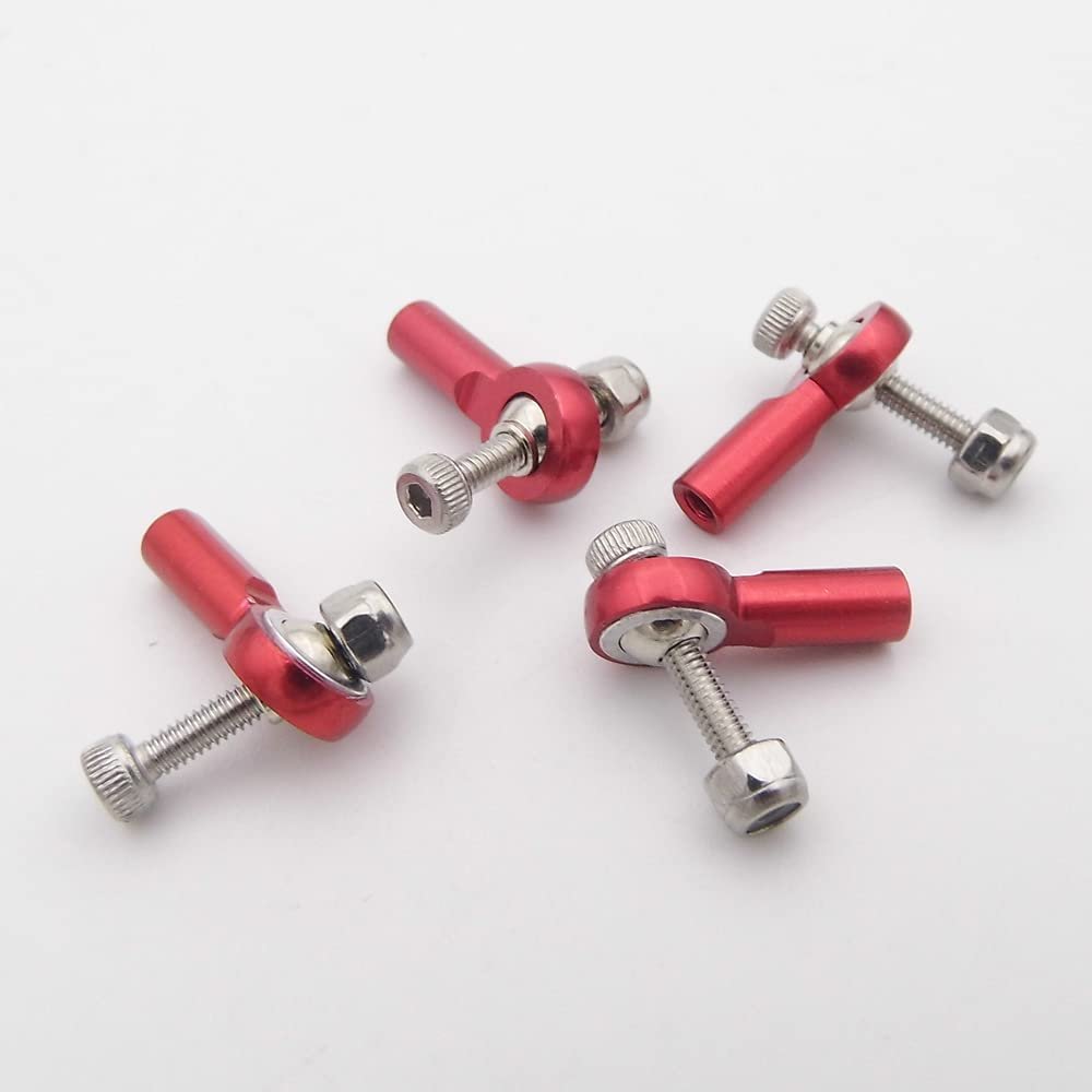 10PCS Tie Rod End 2mm Linkage Rod End M2 Ball Head Joint Adapter for RC Car Crawler Boat Airplane Helicopter Model (Red)