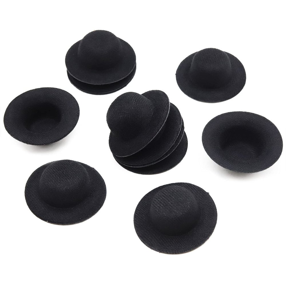 LEKAI Mini Felt Top Hats - 12PCS Handmade Small Doll Hats, 5.8cm/2.28inch (Black)