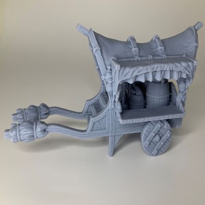 HERO Creations - Merchant Cart - 1:28 - RPG - Dungeons and Dragons - DND - Pathfinder - Lord of The Ring - Figurine Miniature (Gray/Unpainted)