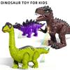 TEMI 3 Pack Electrical Walking Dinosaur Toys for Toddlers 3-4 3-5 Years with Sound and Light Up, Toddler Robot Dinosaur, Brachiosaurus, Stegosaurus Dinosaur Figures for Kids view 4