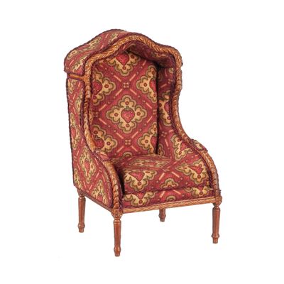 Melody Jane Dolls Houses Dollhouse Walnut & Red Medieval Porter Chair JBM Miniature Hall Furniture