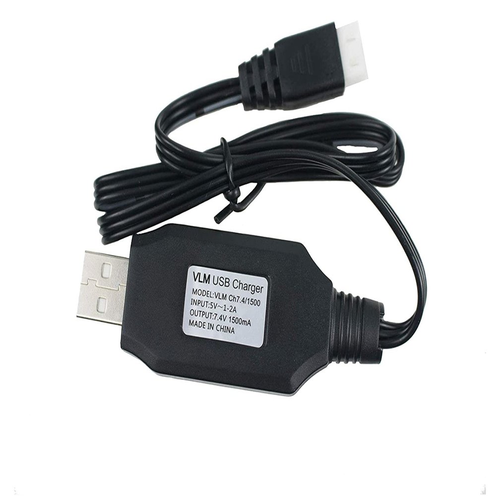 USB Charger Cable 1A with XH-3P Connector for Hosim Q903 Q905 Axial SCX10 2S 7.4V 1500mA LiPo Battery RC Car Rock Crawler FPV Drone Quadcopter