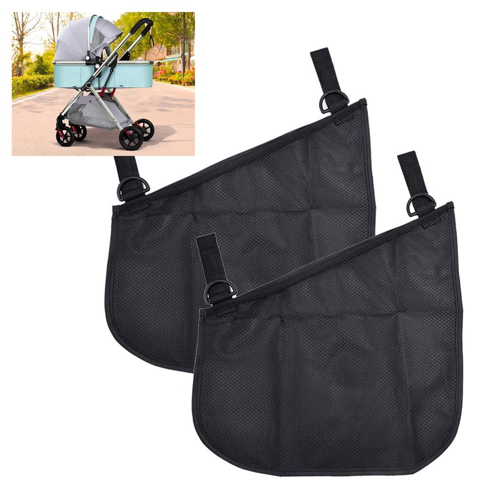 2 Pack Portable Side Sling Stroller Cargo Net ,Non-Slip and Adjustable Straps Storage Mesh Bag ,Food Storage ,Friut Storage Bag for Baby Stroller Cargo Mesh Bag Storage