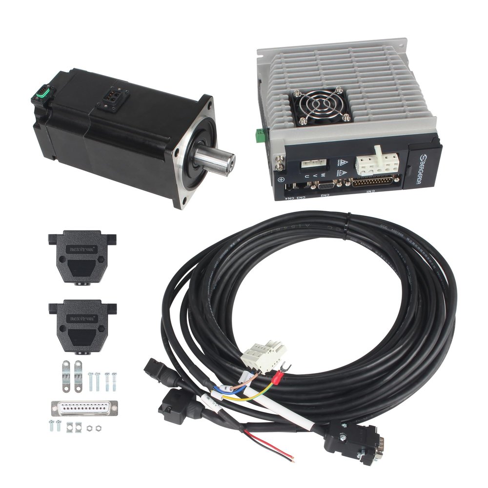 CNCTOPBAOS 1KW 1000W AC Servo Motor Kit with Brake, 80mm Flange 19mm Shaft 3000-6000RPM 3.2-9.6N.m, 23-Bit Optical Encoder, 220V AC Servo CNC Controller Support RS485/Jog/Position/Speed/Torque Control