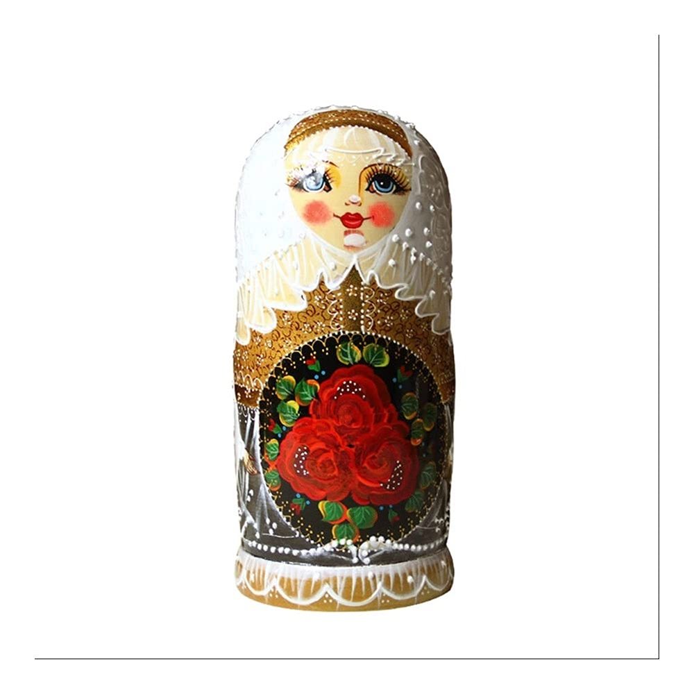 Russian Nesting Dolls 7-Piece Set Traditional Matryoshka Home Decoration Crafts Toy Nesting Dolls Christmas Birthday Gift (Color : A)