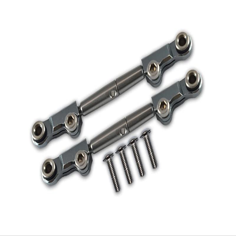 6pc Set Upgrades Aluminum+Stainless Steel Rear Upper Arm Tie Rod LOSI 1/18 2WD Mini-T 2.0 LOS01015 RC Cars by GPM (Gray)