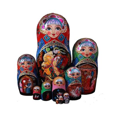 XXZY Russian Nesting Dolls Creative Matryoshka 10-Piece Matryoshka Dolls Birthday Wedding Fashion Gift Decoration (Color : Red)