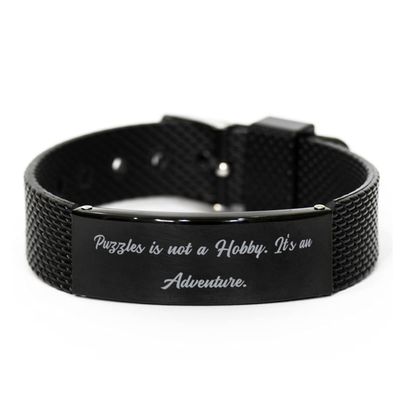 Game On Novelties Puzzles is not a Hobby. It's an Adventure. Black Shark Mesh Bracelet, Puzzles Present from, Useful Engraved Bracelet for Friends