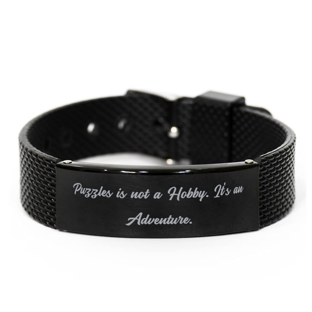 Game On Novelties Puzzles is not a Hobby. It's an Adventure. Black Shark Mesh Bracelet, Puzzles Present from, Useful Engraved Bracelet for Friends