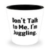 Best Juggling Gifts, Don't Talk to Me. I'm Juggling, Cool Shot Glass For Friends From view 1