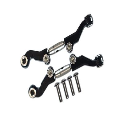 6pc Set Upgrades Aluminum+Stainless Steel Adjustable Front Steering Tie Rod LOSI 1/18 2WD Mini-T 2.0 LOS01015 RC Cars by GPM (Black)