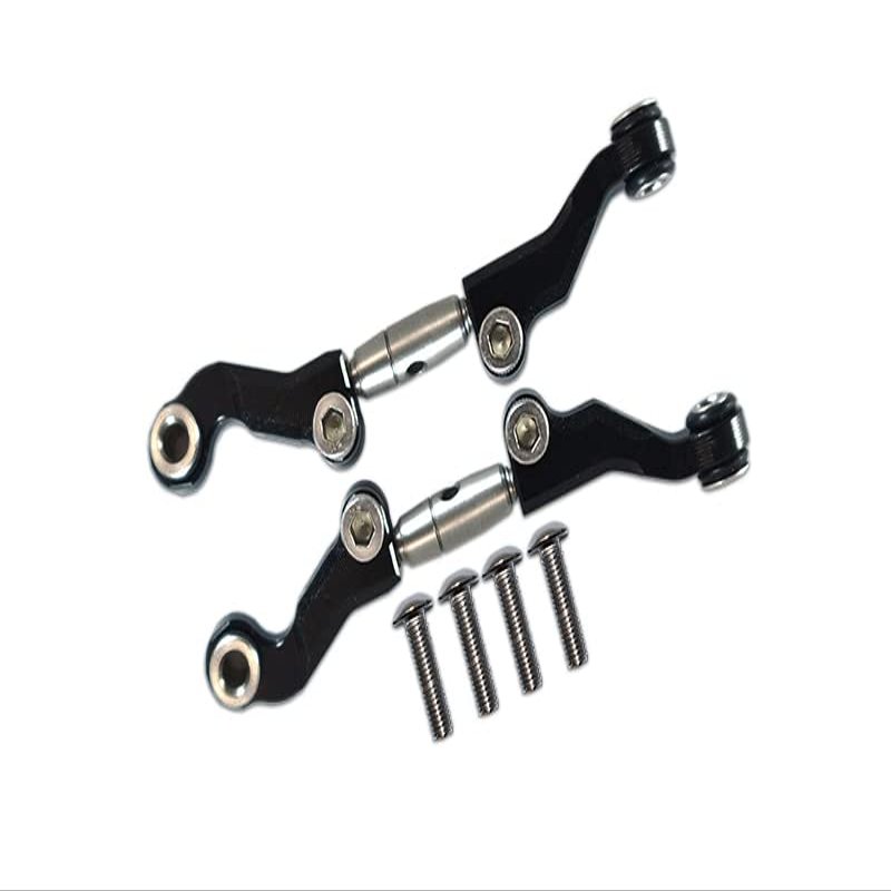6pc Set Upgrades Aluminum+Stainless Steel Adjustable Front Steering Tie Rod LOSI 1/18 2WD Mini-T 2.0 LOS01015 RC Cars by GPM (Black)