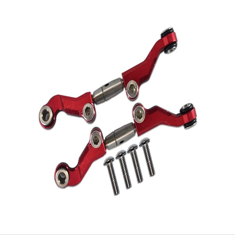 6pc Set Upgrades Aluminum+Stainless Steel Adjustable Front Steering Tie Rod LOSI 1/18 2WD Mini-T 2.0 LOS01015 RC Cars by GPM (red)