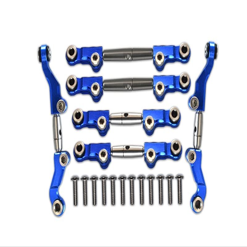 18pc Set Upgrades Aluminum+Stainless Steel Adjustable Tie Rods LOSI 1/18 2WD Mini-T 2.0 LOS0101 RC Cars by GPM (Blue)