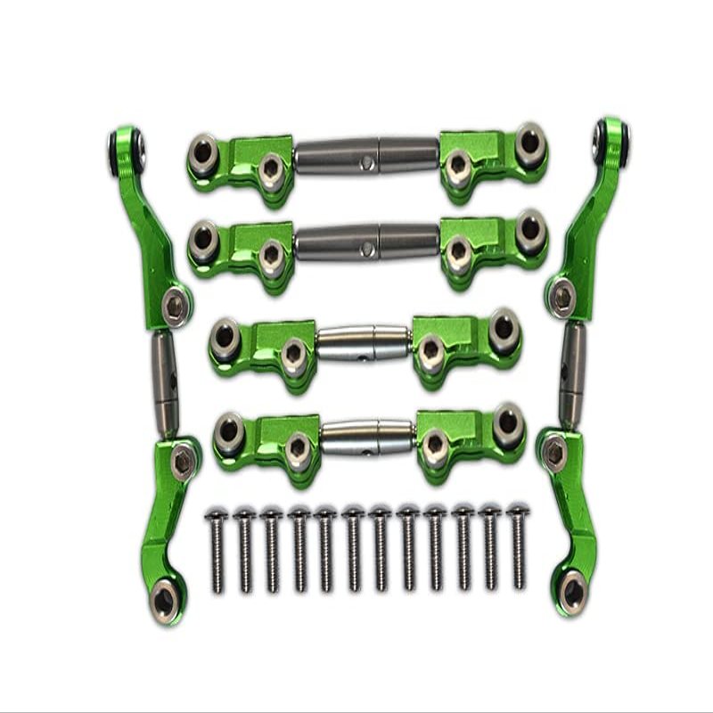 18pc Set Upgrades Aluminum+Stainless Steel Adjustable Tie Rods LOSI 1/18 2WD Mini-T 2.0 LOS0101 RC Cars by GPM (Green)