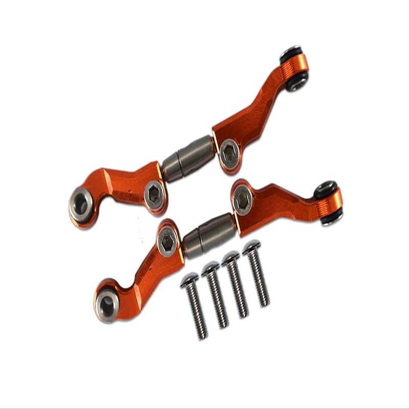 6pc Set Upgrades Aluminum+Stainless Steel Adjustable Front Steering Tie Rod LOSI 1/18 2WD Mini-T 2.0 LOS01015 RC Cars by GPM (Orange)