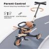 newyoo TR008 5 in 1 Toddler Tricycle with Push Handle for 1-3 Year Old Boys and Girls, Kids Push Trike with Safe Bar, Toddler Bike, Convert to Balance Bike, Birthday Gifts and Toys for Baby, Cream view 4