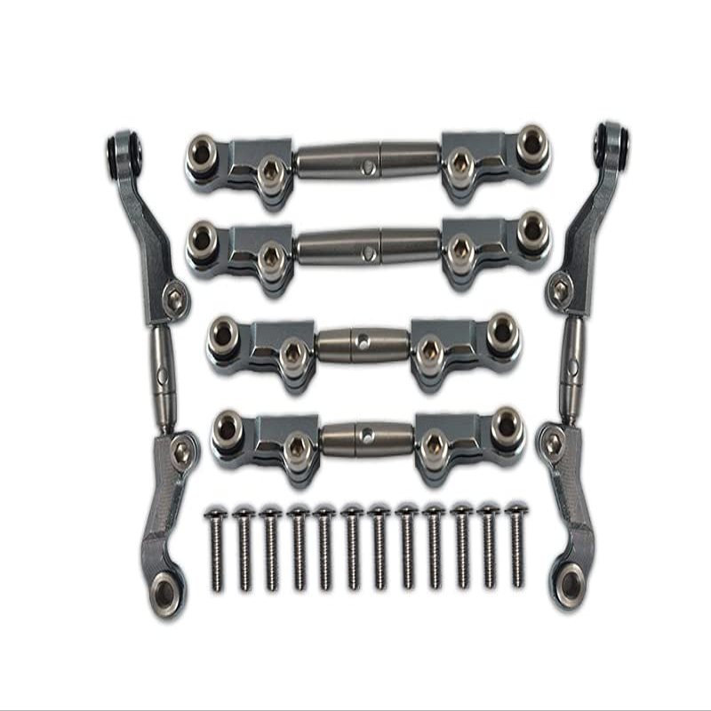 18pc Set Upgrades Aluminum+Stainless Steel Adjustable Tie Rods LOSI 1/18 2WD Mini-T 2.0 LOS0101 RC Cars by GPM (Gray)