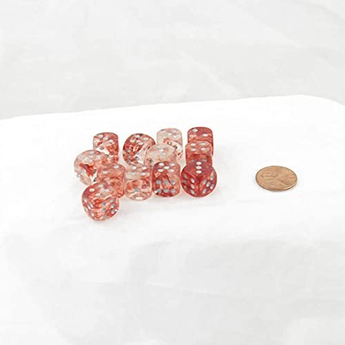Red Nebula Luminary Dice with Silver Pips 12mm (1/2in) D6 Set of 12 Wondertrail