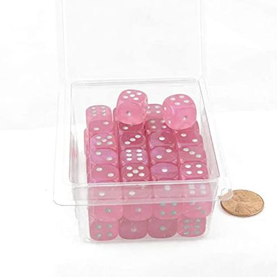 Pink Borealis Dice Luminary with Silver Pips 12mm (1/2in) D6 Set of 50 Wondertrail