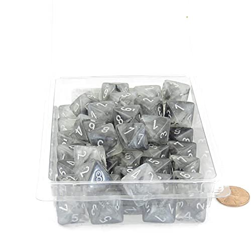 Light Smoke Borealis Dice Luminary with Silver Numbers D8 Aprox 16mm (5/8in) Pack of 50 Wondertrail