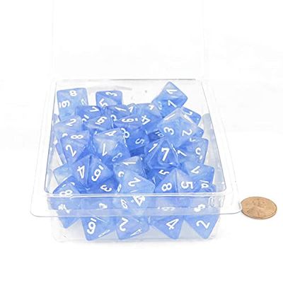 Sky Blue Borealis Dice Luminary with White Numbers D8 Aprox 16mm (5/8in) Pack of 50 Wondertrail