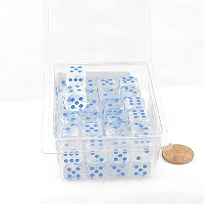 Icicle Borealis Dice Luminary with Light Blue Pips 12mm (1/2in) D6 Set of 50 Wondertrail