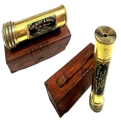 Nautical Brass Handmade Kaleidoscope with Leather Cover Gift for Your Love Rustic Vintage Home Decor Gifts