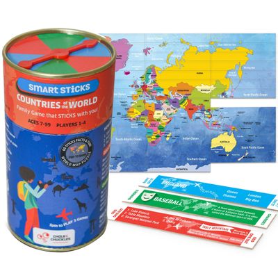 Chalk and Chuckles Smart Sticks Countries of The World Game, Gifts for 8-12 Year Old, Cool Learning Gift Idea for Teenage Boys & Girls