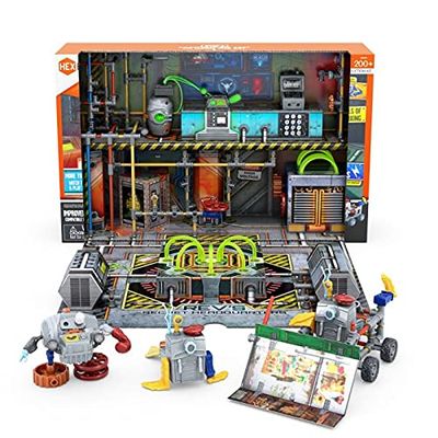 HEXBUG JUNKBOTS Small Factory Habitat Revs Secret Headquarters, Surprise Toy Playset, Build and LOL with Boys and Girls, Toys for Kids, 200+ Pieces of Action Construction Figures, for Ages 5 and Up