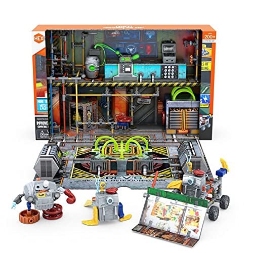 HEXBUG JUNKBOTS Small Factory Habitat Revs Secret Headquarters, Surprise Toy Playset, Build and LOL with Boys and Girls, Toys for Kids, 200+ Pieces of Action Construction Figures, for Ages 5 and Up