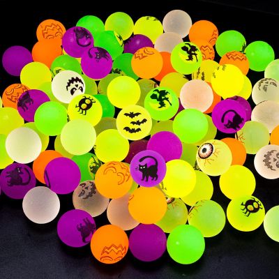 Pllieay 100 PCS Halloween Bouncy Balls, Glow in The Dark Bouncing Balls, Halloween Party Favor Supplies, School Classroom Game Rewards, Trick or Treat Party Bag Filler