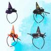 Uonlytech 4 Pcs Halloween Hat Mini Pointy Witch Headwear Hair Hoop Hairband Accessories Cosplay Party Props Decoration view 2