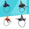 Uonlytech 4 Pcs Halloween Hat Mini Pointy Witch Headwear Hair Hoop Hairband Accessories Cosplay Party Props Decoration view 4