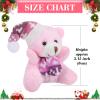 12 Pieces Christmas Mini Bear Bulk 3.15 Inch Soft Plush Stuffed Animal Toy Xmas Tree Cute Ornaments Plush Bear Keychain Gift for Birthday Present Box Wedding Party Favors Award Decor(Christmas Style) view 2