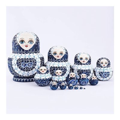 LWSX Russian Nesting Dolls 15-Piece Matryoshka Souvenir,Nesting Dolls for Home Decoration,Birthday,Christmas and New Year Gifts (Color : Blue)