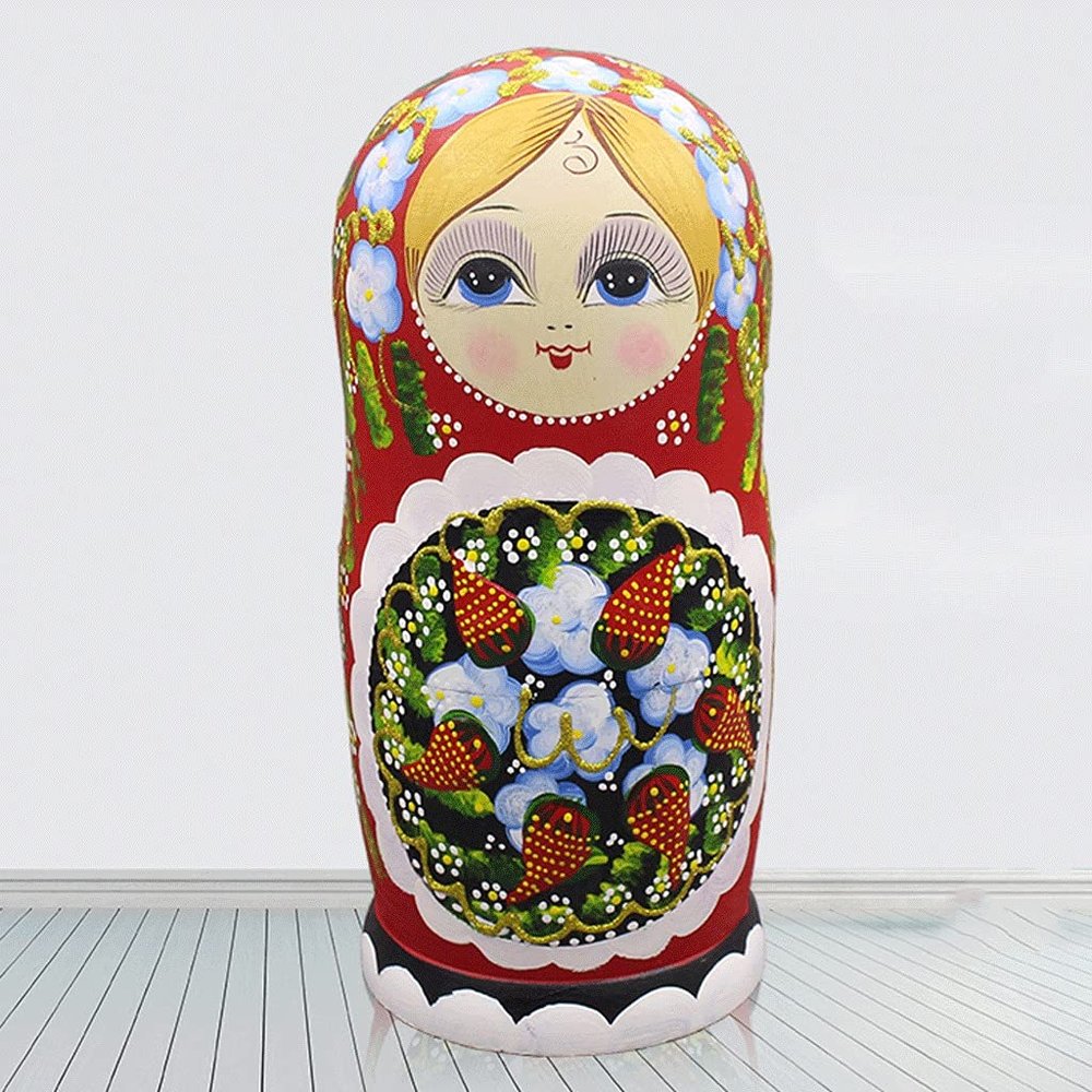 15-Piece Russian Nesting Dollsdoll Souvenir Cute Matryoshka Painting Craft Nesting Doll Hand-Painted Pattern Creative Gift (Color : A)