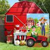 Haooryx Farm Animals Photobooth Props - Farm Animals Large Satin Fabric Photo Booth Props Backdrop Face in Hole Background Banner Sign Decor Happy Birthday Party Decorations Supplies No Diy Door Cover view 4