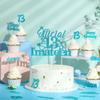 13th Cake Decorations - Official 13 I'm a Teen Cake Topper with 24 Pack Cupcake Toppers Teal Blue Glitter for Teenager Girls Thirteen Birthday Party Supplies view 2