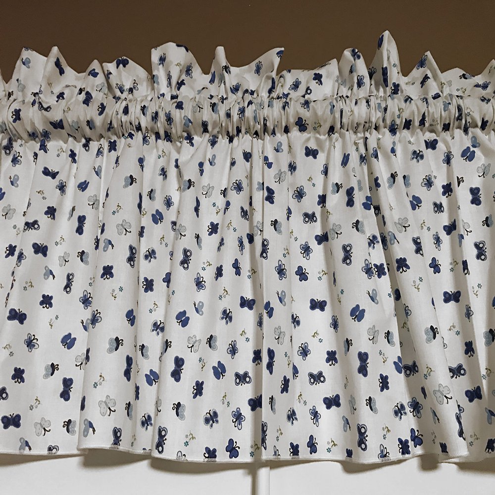Zen Creative Designs Cotton Floral Butterfly Window Valance Home Dcor Bedroom Nursery Kitchen Wedding Window (58" Wide x 24" Long, Blue)