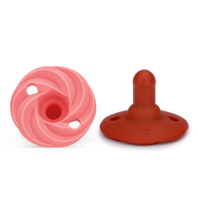 Doodle & Co. Holland Classic Pacifier for New Born Babies | BPA Free Natural Nipple Shape 100% Silicone for Infants | Helps Promote Healthy Oral Development | 0-3 Months | Peach/Rust